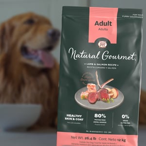 Natural Gourmet Alimento Natural Piel y Pelo Saludables para Perro Adulto Receta Cordero y Salmón, 12 kg