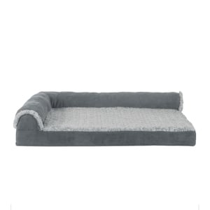 FurHaven Cama Ortopédica Tipo Sillón Tela Suede Color Gris para Perro, Mediano FurHaven Cama Ortopédica Tipo Sillón Tela Suede Color Gris para Perro, Mediano