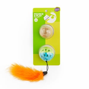 Leaps & Bounds Bounce and Play Pelota con Plumas y Relleno de Catnip para Gato, MultiColor Leaps & Bounds Bounce and Play Pelota con Plumas y Relleno de Catnip para Gato, MultiColor