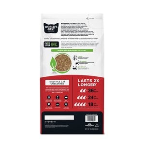 World's Best Unscented Arena Natural Aglutinante Sin Fragancia para Hogares Multigato, 6.8 kg