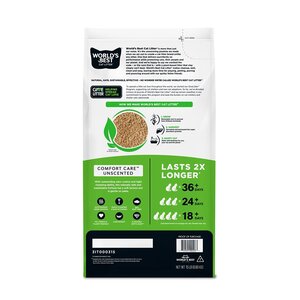 World's Best Comfort Care Arena Natural Aglutinante Sin Fragancia para Gato, 6.8 kg