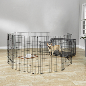 EveryYay Corral de Ejercicio Ajustable de Acero Color Negro para Perro, Mediano