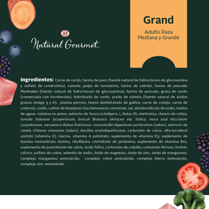 Natural Gourmet Alimento Natural para Perro Adulto Raza Mediana/Grande Receta Carne y Frutos del Bosque, 3 kg