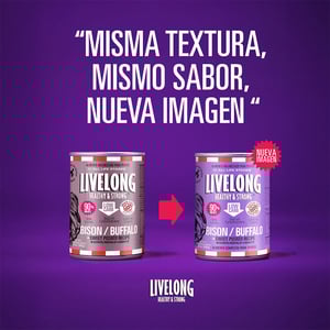 Livelong Healthy & Strong Alimento Natural Húmedo para Perro Todas las Edades Receta Bisonte, 354 g
