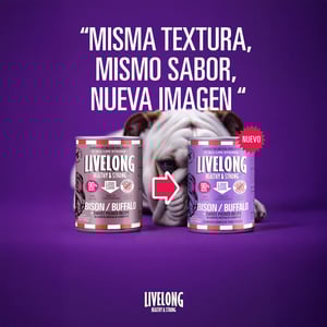 Livelong Healthy & Strong Alimento Natural Húmedo para Perro Todas las Edades Receta Bisonte, 354 g