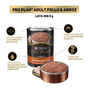 Pro Plan Essentials Alimento Húmedo para Perro Adulto Receta Pollo y Arroz, 368 g