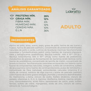 Lideratto Alimento Natural para Perro Adulto Raza Mediana / Grande Receta Pollo y Salmón, 15 kg