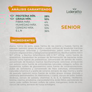 Lideratto Alimento Natural para Perro Senior Raza Mediana / Grande Receta Pollo y Salmón, 15 kg