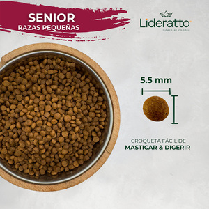 Lideratto Alimento Natural para Perro Senior Raza Pequeña Receta Pollo y Salmón, 8 kg