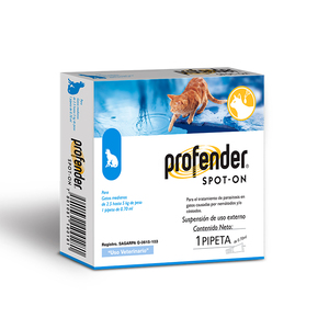 Profender Spot-On Pipeta Desparasitante Intestinal para Gato, Mediano Profender Spot-On Pipeta Desparasitante Intestinal para Gato, Mediano
