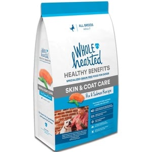 WholeHearted Healthy Benefits Alimento Natural para Perro Adulto Cuidado de Piel/Pelo Receta Salmón y Chícharo, 2.2 kg
