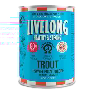 Livelong Healthy & Strong Alimento Húmedo Libre de Granos Receta Trucha y Camote para Perro Todas las Etapas de Vida, 354 g Livelong Healthy & Strong Alimento Húmedo Libre de Granos Receta Trucha y Camote para Perro Todas las Etapas de Vida, 354 g