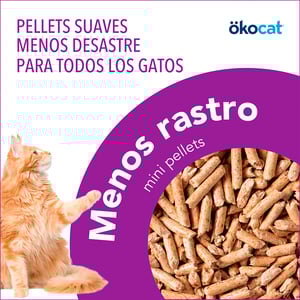Ökocat Less Mess Sustrato Natural Aglutinante en Mini-Pellets para Gato, 4.4 kg