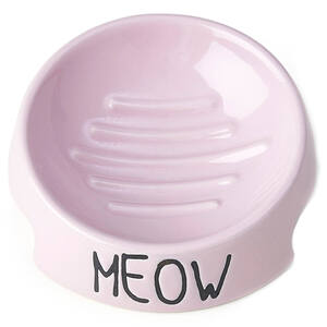Pet Rageous Tazón de Cerámica Slow Feed Rosa para Gato, 1/2 Taza