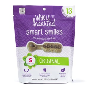 WholeHearted Smart Smiles Original Premios Dentales de Tamaño Chico para Perro, 184 g WholeHearted Smart Smiles Original Premios Dentales de Tamaño Chico para Perro, 184 g