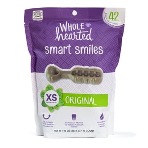 WholeHearted Smart Smiles Premios Dentales Receta Original Tamaño X-Chico para Perro, 42 Piezas WholeHearted Smart Smiles Premios Dentales Receta Original Tamaño X-Chico para Perro, 42 Piezas