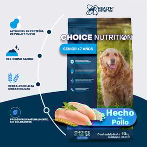 Choice Nutrition Alimento Avanzado Seco para Perro Senior Todas las Razas Receta Pollo, 10 kg