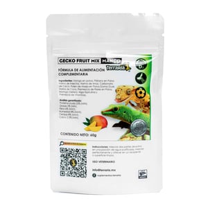 Terraria Formula Gecko Fruit Mix Mango Suplemento para Reptiles Frugívoros, 60 g Terraria Formula Gecko Fruit Mix Mango Suplemento para Reptiles Frugívoros, 60 g