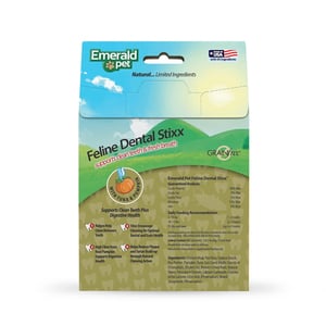 Emerald Pet Dental Stixx Premios Dentales Naturales Receta Atún y Calabaza para Gato, 102 g