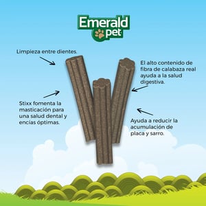 Emerald Pet Dental Stixx Premios Dentales Naturales Receta Atún y Calabaza para Gato, 102 g