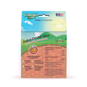 Emerald Pet Dental Stixx Premios Dentales Naturales Receta Salmón y Calabaza para Gato, 102 g