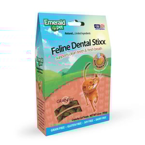Emerald Pet Dental Stixx Premios Dentales Naturales Receta Salmón y Calabaza para Gato, 102 g