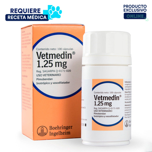 Boehringer Vetmedin Inotrópico y Vasodilatador en Capsulas para Perro, 1.25 mg