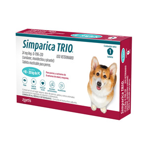 Simparica Trio Masticable Desparasitante Externo e Interno para Perro, 10-20 kg