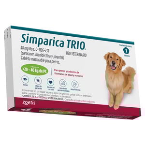 Simparica Trio Masticable Desparasitante Externo e Interno para Perro, 20-40 kg