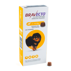 Bravecto Chew Tableta Masticable Antiparasitaria Externa para Perro, 2 a 4.5 kg
