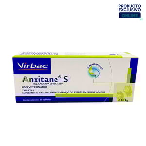 Virbac Anxitane S Suplemento Natural Antiestrés para Perro y Gato, 30 Tabletas Virbac Anxitane S Suplemento Natural Antiestrés para Perro y Gato, 30 Tabletas