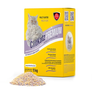 ClitKatz Premium Arena de Arcilla Extra Aglutinante con Aroma Cítrico para Hogares Multi-Gato, 11 kg
