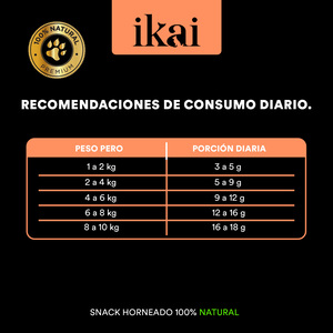 Ikai Snack Premio Horneado Natural para Perro Receta Salmón, 113 g