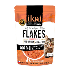 Ikai Flakes Premio Hojuelas Natural Deshidratadas para Gato Receta Salmón, 40 g