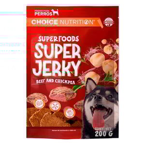 Choice Nutrition Super Jerky Premios de Carne Seca para Perro Adulto Receta Res y Garbanzos, 200 g Choice Nutrition Super Jerky Premios de Carne Seca para Perro Adulto Receta Res y Garbanzos, 200 g