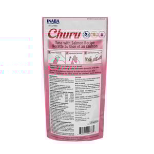 Inaba Churu Premio Cremoso Natural para Gato Todas las Etapas de Vida Receta Atún y Salmón, 1 Paquete