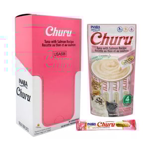 Inaba Churu Premio Cremoso Natural para Gato Todas las Etapas de Vida Receta Atún y Salmón, 1 Paquete Inaba Churu Premio Cremoso Natural para Gato Todas las Etapas de Vida Receta Atún y Salmón, 1 Paquete