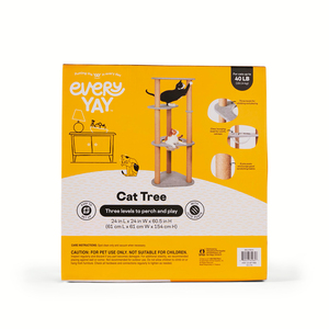 EveryYay Mueble de Tres Niveles con Rascadores de Yute para Gato, Gris