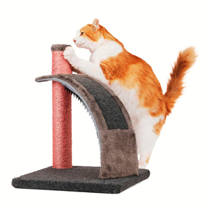 EveryYay Poste Rascador con Masajeador Curveado para Gato, Gris