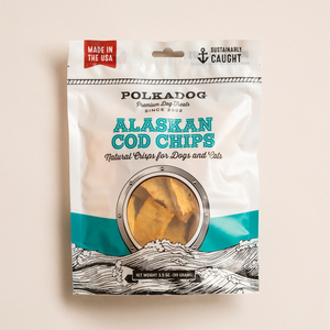 Polkadog Alaskan Cod Chips Premios de Bacalao Libres de Granos para Perro, 99 g