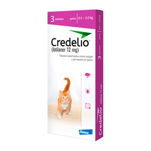 Credelio Masticable Desparasitante Externo con 3 Tabletas para Gato, 0.5 a 2 kg Credelio Masticable Desparasitante Externo con 3 Tabletas para Gato, 0.5 a 2 kg