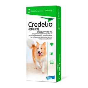 Credelio Masticable Desparasitante Externo con 3 Tabletas para Perro, 11 a 22 kg Credelio Masticable Desparasitante Externo con 3 Tabletas para Perro, 11 a 22 kg