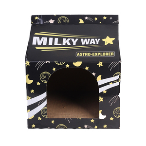 Latipaw Rascador en forma de Caja de Leche Modelo Milky Way Color Negro para Gato