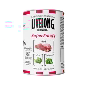 Livelong SuperFoods Alimento Húmedo Sin Granos Receta Res con Kale y Espinaca para Perro Todas las Etapas de Vida, 354 g Livelong SuperFoods Alimento Húmedo Sin Granos Receta Res con Kale y Espinaca para Perro Todas las Etapas de Vida, 354 g