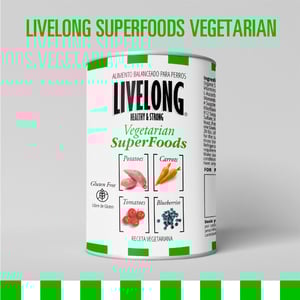 Livelong Superfoods Vegetarian Alimento Húmedo Granos Saludables Receta Vegetariana para Perro Adulto, 354 g
