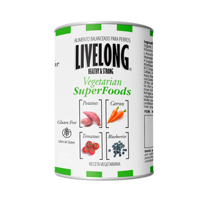 Livelong Superfoods Vegetarian Alimento Húmedo Granos Saludables Receta Vegetariana para Perro Adulto, 354 g Livelong Superfoods Vegetarian Alimento Húmedo Granos Saludables Receta Vegetariana para Perro Adulto, 354 g