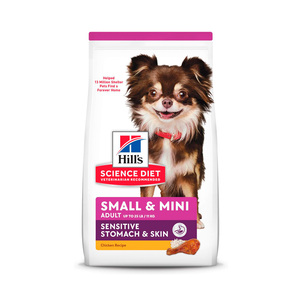 Hill's Science Diet  Sensitive Stomach & Skin Small & Mini Alimento Salud Digestiva y Dermatológica para Perro Adulto Raza Pequeña y Toy, 6.8 kg