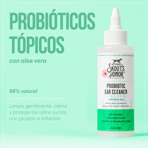 Skout's Honor Solución Natural para Limpieza de Oídos con Probióticos para Perro y Gato, 118 ml