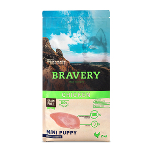 Bravery Alimento Seco Natural Libre de Granos para Cachorro Raza Pequeña Receta Pollo, 2 kg
