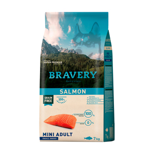 Bravery Alimento Seco Natural Libre de Granos para Perro Adulto Raza Pequeña Receta Salmón, 7 kg